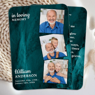 Gedenktafel 3 Foto Beerdigungskarte Grüne Marmor