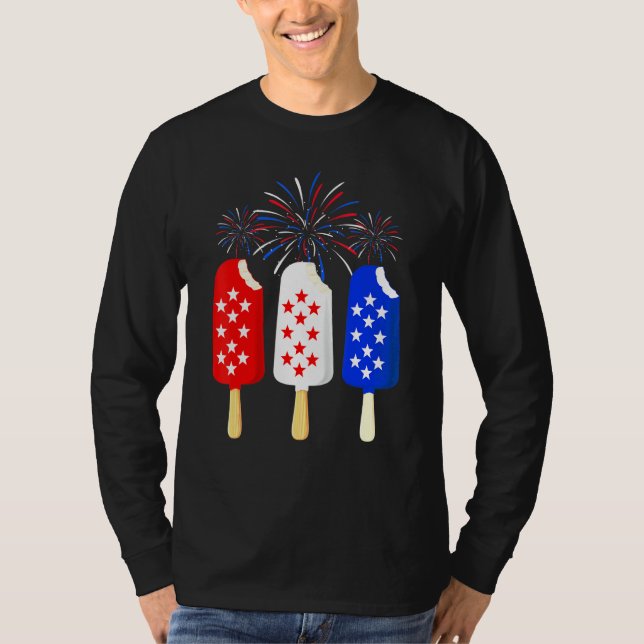 Gedenktag 4. Juli Feiertag Patriotische Eiscreme T-Shirt (Vorderseite)
