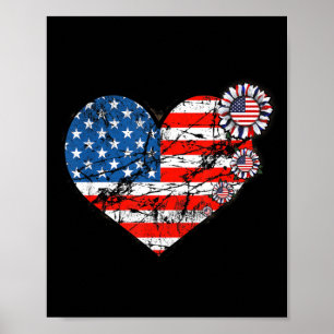 Gedenktag 4. Juli Patriotisches Herz Unabhängigkei Poster