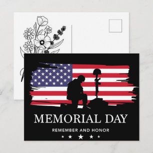 Gedenktag Amerikanische Flagge für die Feierlichke Feiertagspostkarte