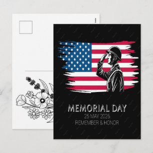 Gedenktag Amerikanische Flagge für die Feierlichke Feiertagspostkarte