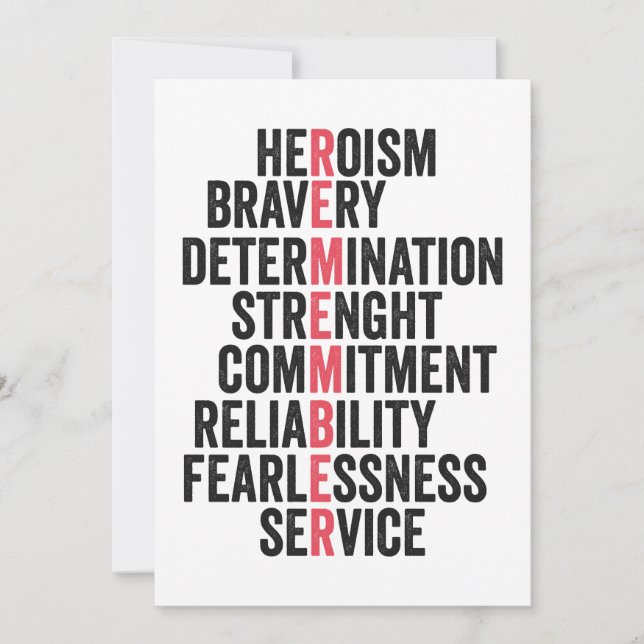 Gedenktag Amerikanischer Patrioter Veteran erinner Dankeskarte (Vorderseite)