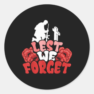 Gedenktag, damit wir nicht vergessen, Red Poppy Bl Runder Aufkleber