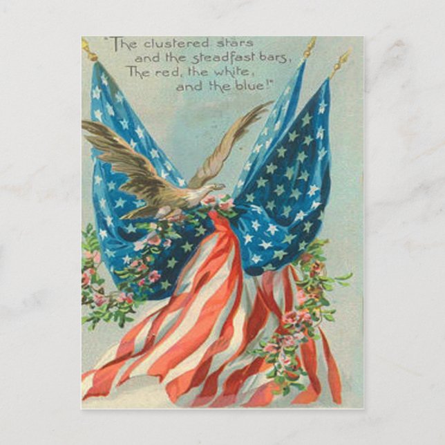 Gedenktag der US-Flag-Adler-Rose Postkarte (Vorderseite)