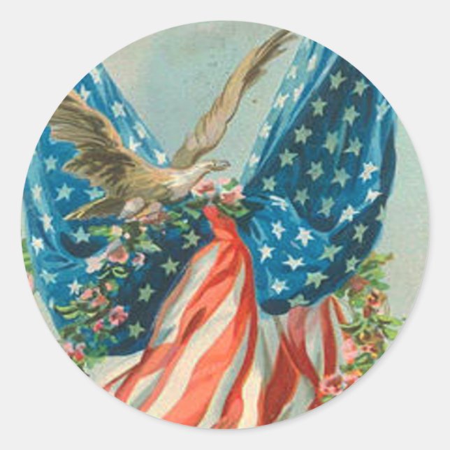 Gedenktag der US-Flag-Adler-Rose Runder Aufkleber (Vorderseite)