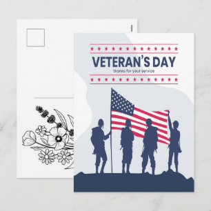 Gedenktag der Veteranen Amerikanische Flagge 2026 Feiertagspostkarte