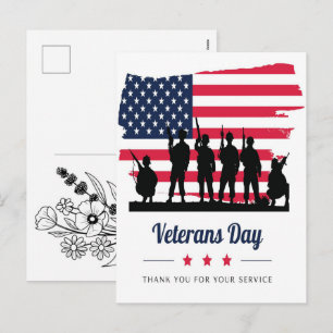 Gedenktag der Veteranen Amerikanische Flagge 2026 Feiertagspostkarte