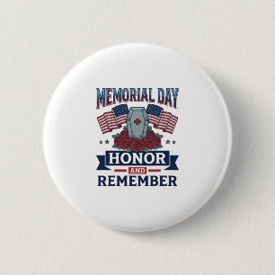 Gedenktag Ehre und erinnere patriotisches Hemd_1 Button
