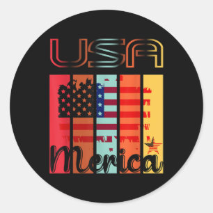Gedenktag Flagge der USA Runder Aufkleber