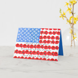 Gedenktag Flagge Mohnblumen Gott segne die USA Karte