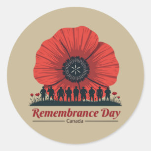 Gedenktag in Kanada - Anerkennung von Veteranen Runder Aufkleber