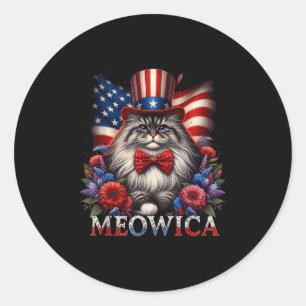 Gedenktag Kat 4. Juli US-Flagge Männer Frauen ich Runder Aufkleber