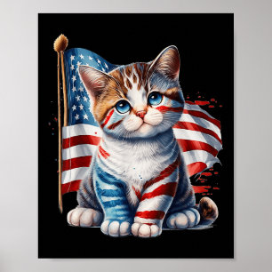 Gedenktag Kat 4. Juli US-Flagge Männer Frauen Poster