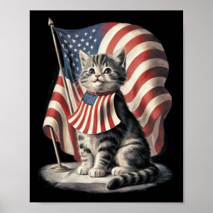 Gedenktag Katze Funny Kitten 4. Juli Patrioti Poster