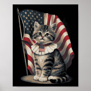 Gedenktag Katze Lustiges Kätzchen 4. Juli Patrioti Poster