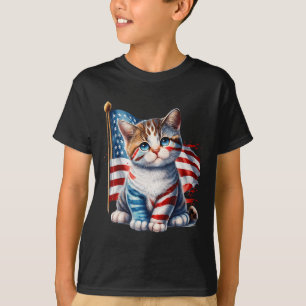 Gedenktag Katze Lustiges Kätzchen 4. Juli Patrioti T-Shirt