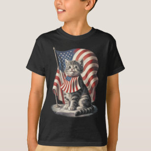 Gedenktag Katze Lustiges Kätzchen 4. Juli Patrioti T-Shirt