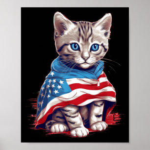 Gedenktag Katze und Unabhängigkeitstag Stolz Fraue Poster