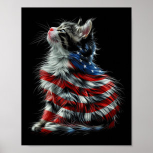 Gedenktag Katze und Unabhängigkeitstag Stolz Poster
