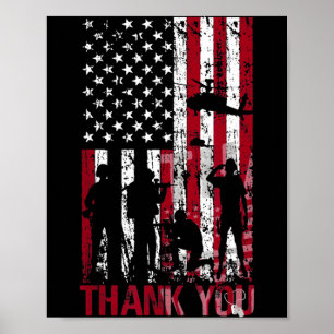 Gedenktag Militärflagge bedruckt Thank you memoria Poster