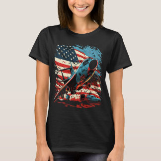 Gedenktag Red Poppy Blume Eagle USA Flag 4. T-Shirt