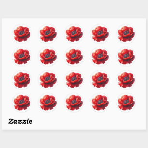 Gedenktag Rote Mohnblume Remembrance Day Runder Aufkleber