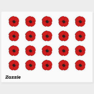 Gedenktag. Roter Mohn Runder Aufkleber