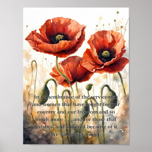 Gedenktag und Veteranentag Mohnposter  Poster (Vorne)
