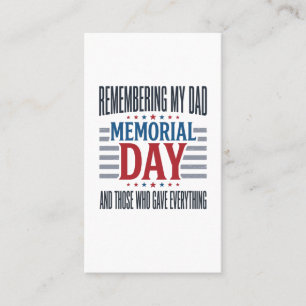 Gedenktag Vater Tribut Patrioten Visitenkarte