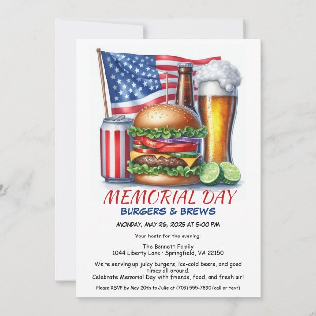 Gedenktage Burgers & Brews | Backyard GRILLEN Part Einladung (Vorderseite)