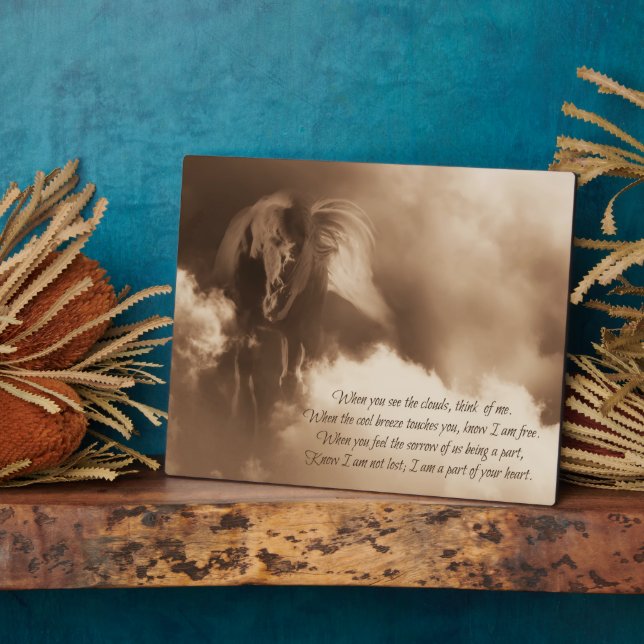 Gedenktribut an Pferde mit Gedicht Fotoplatte (Seite)