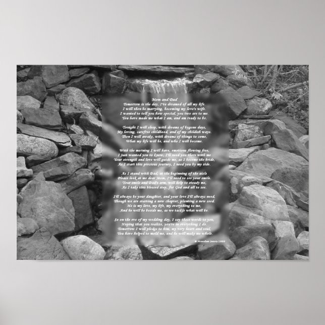 Gedicht an Eltern der Braut (von Bride) Poster (Vorne)