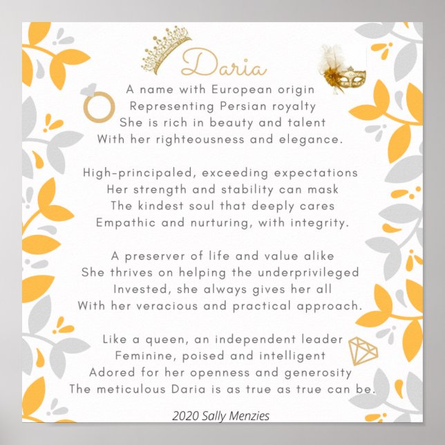 Gedicht "Daria" Poster (Vorne)