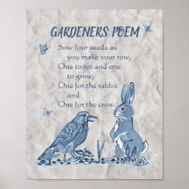 Gedicht der Gärtner Blau- und Weißsamen, Kaninchen Poster