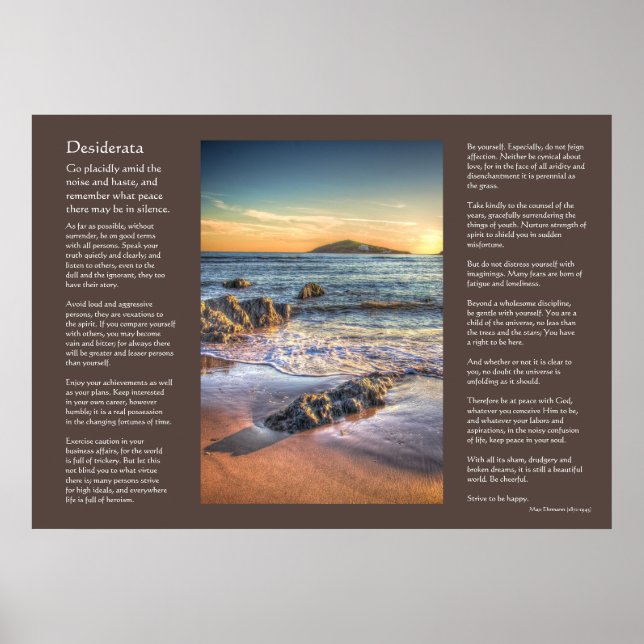 Gedicht Desiderata - Burgh Island aus Bantham Poster (Vorne)