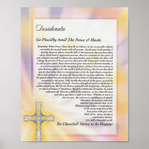 Gedicht DESIDERATA mit Mosaikkreuz Poster