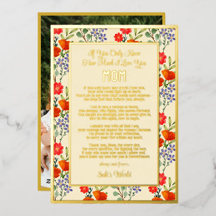 Gedicht für Mama Muttertag des Blumenmusters Folien Feiertagskarte