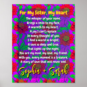 Gedicht für Schwester Personalisiertes Geschenkp Poster