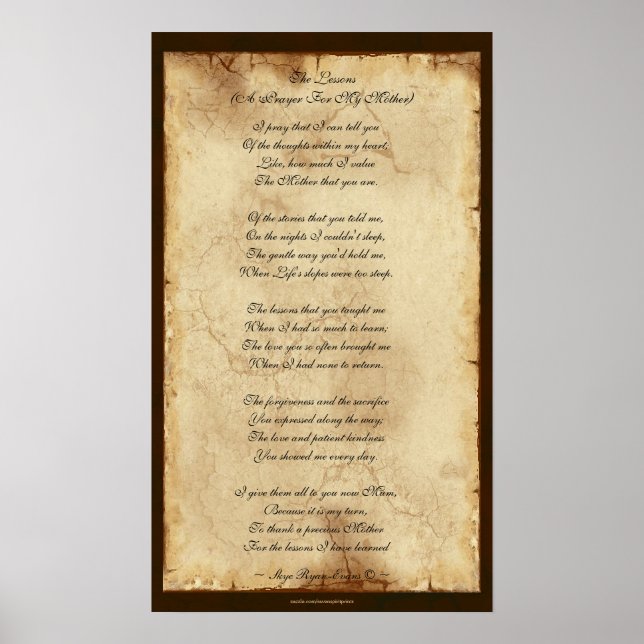 Gedicht "Gebet für meine Mutter" Poster (Vorne)