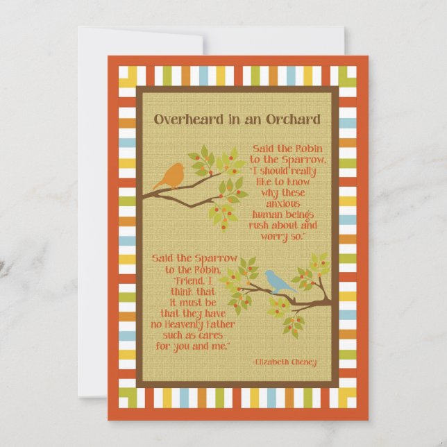 Gedicht "In einem Obstgarten Gehört" (Robin & Spar (Vorderseite)