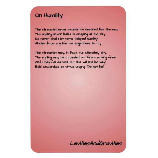 Gedicht Kitchen Magnet - Auf Demut (Vertikal)