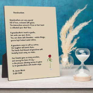 Gedicht mit Rose für Großmütter auf 8x10-Tafel Fotoplatte