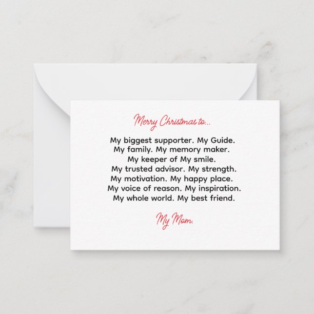 Gedicht Mutter Weihnachtskarte - Weihnachtskarte f Mitteilungskarte (Vorderseite)