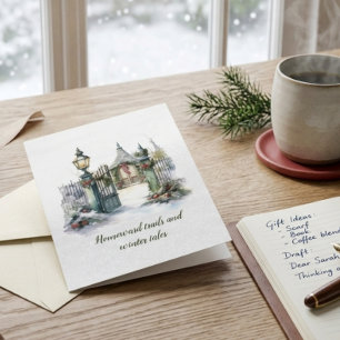 Gedicht Nordic Winter Green Red Snow Weihnachtsfes Feiertagskarte