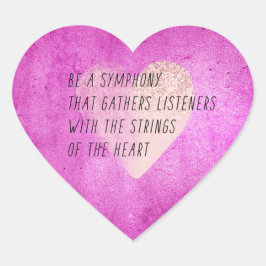 Gedicht "Pink Heart Strings" Herz-Aufkleber