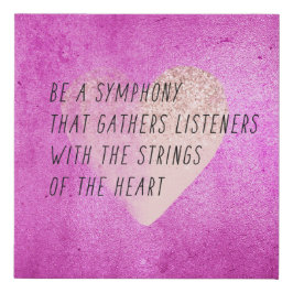 Gedicht "Pink Heart Strings" Künstlicher Leinwanddruck