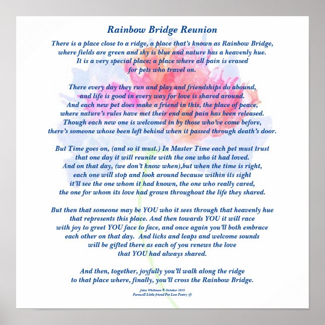 Gedicht: Rainbow Bridge Wiedersehen, FL, Matte Pos Poster (Vorne)