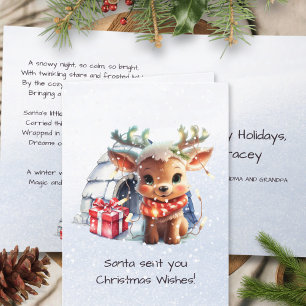 Gedicht Rhyme Niedlich Rentier Schneeflocken Kinde Feiertagskarte