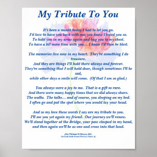 Gedicht: Tribut an ein verstorbenes Haustier FL Po Poster