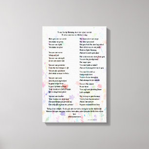 "Gedicht zum Muttertag, Leinwanddruck" Leinwanddruck